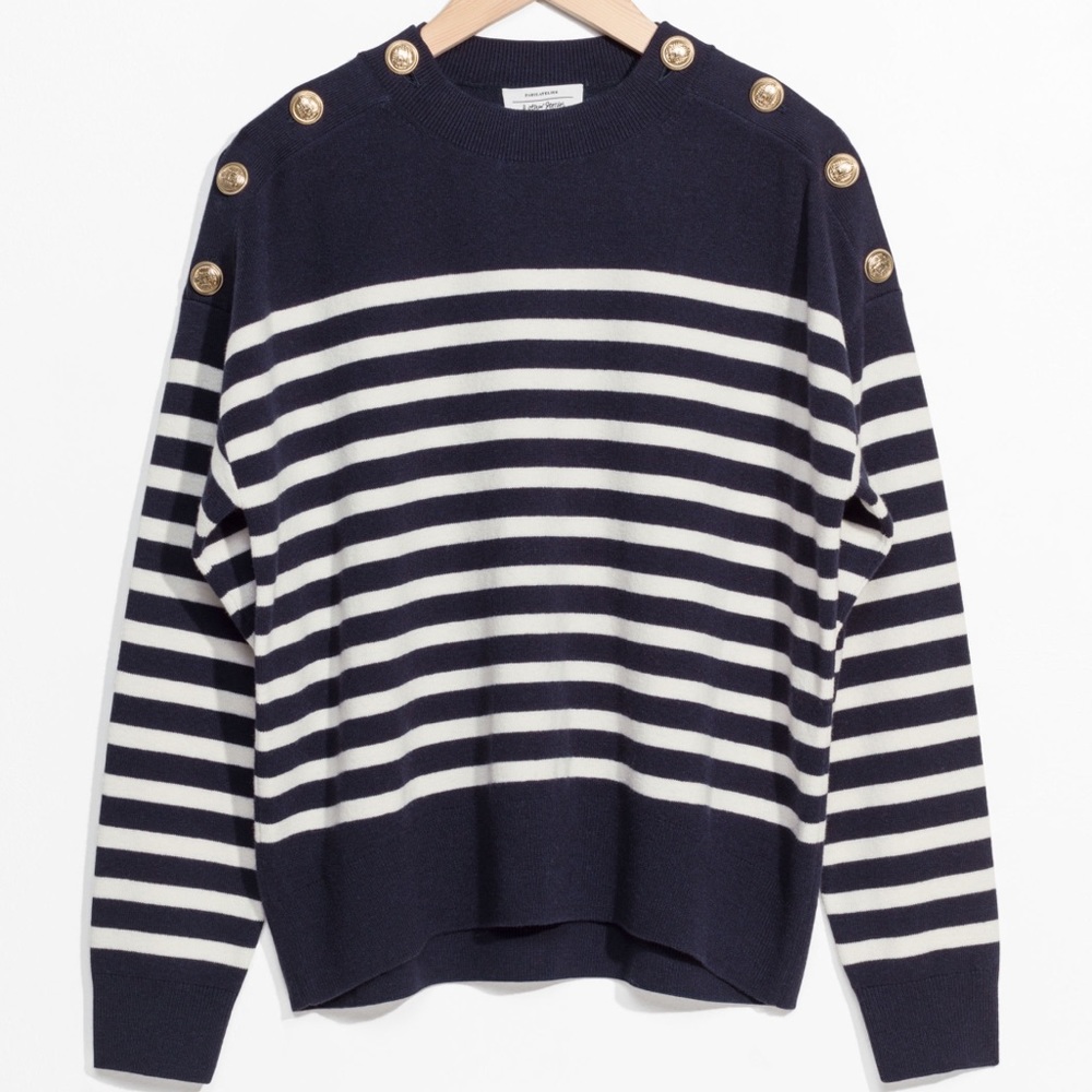 & Other Stories Navy Striped Sweater